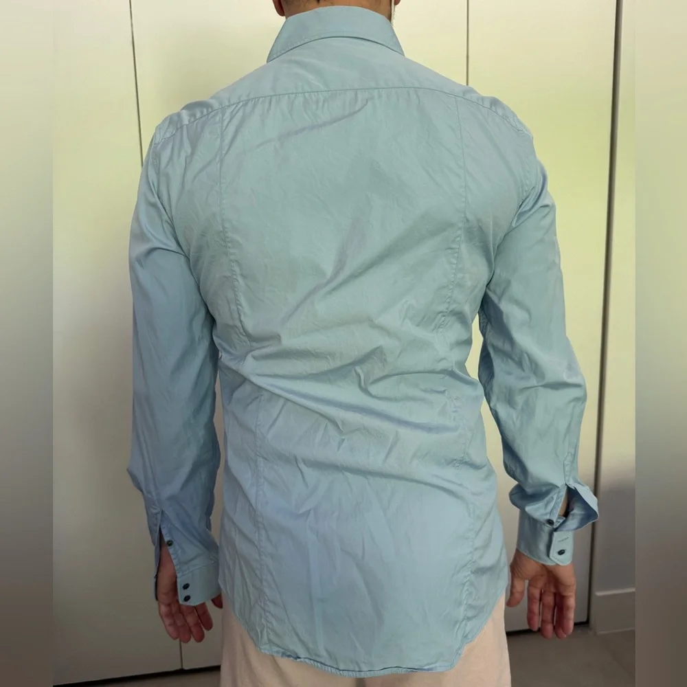 Gucci fitted Light Blue men Casual Button Down Shirt size 40 15 1/2 business